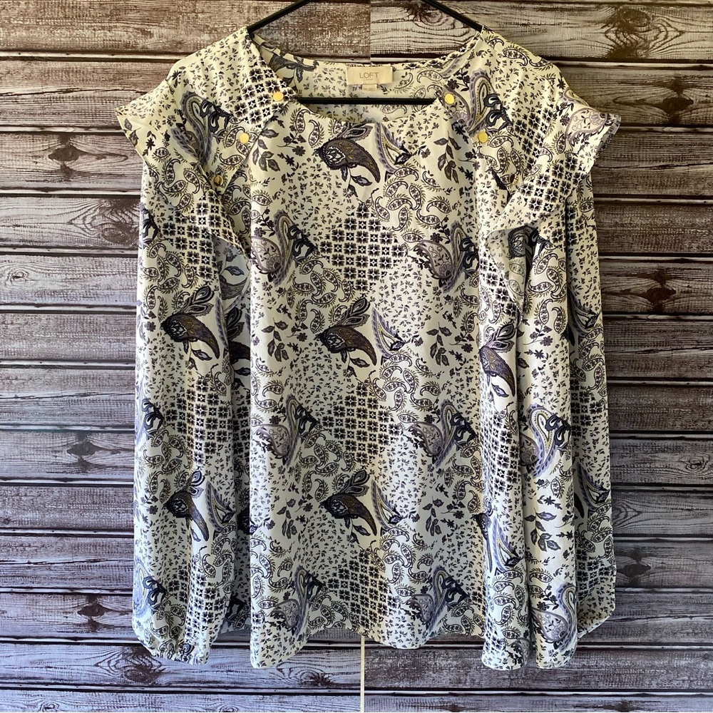 LOFT Outlet Women's‎ Paisley Long-Sleeved Blouse Size XXL